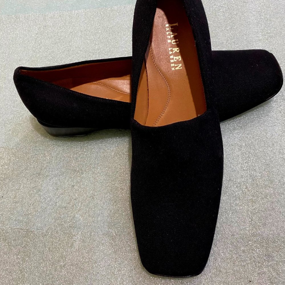 Lauren by Ralph Lauren Black Flat Slip Ons Size 8B